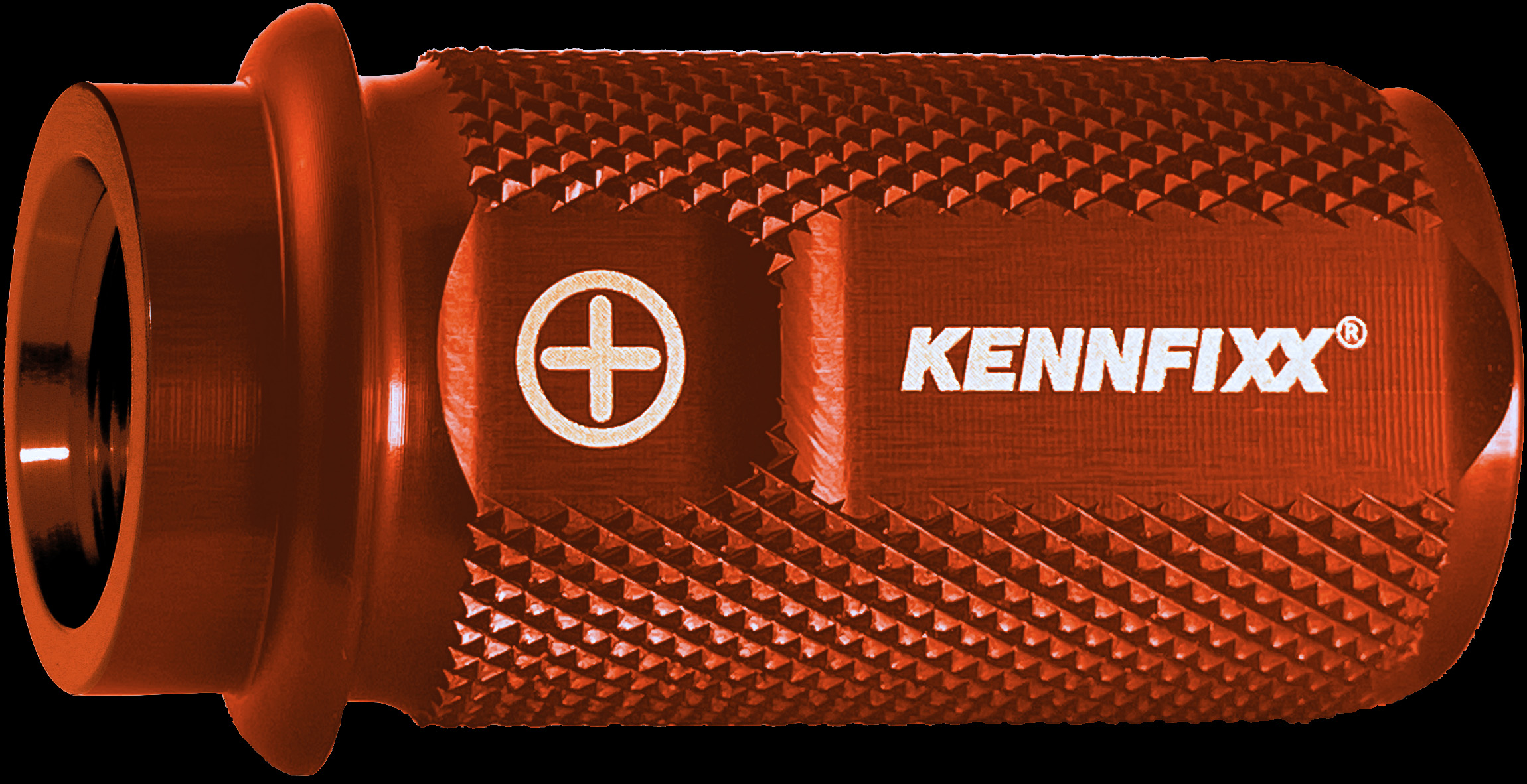 Orange-red Kennfixx hose marking for hydraulic lines.